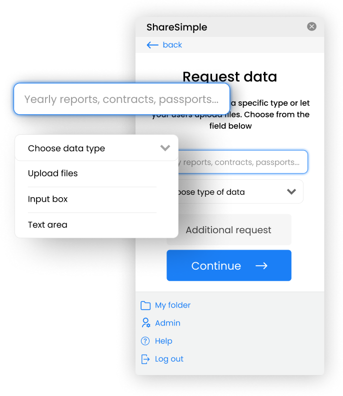 ShareSimple lets you share and request data by email